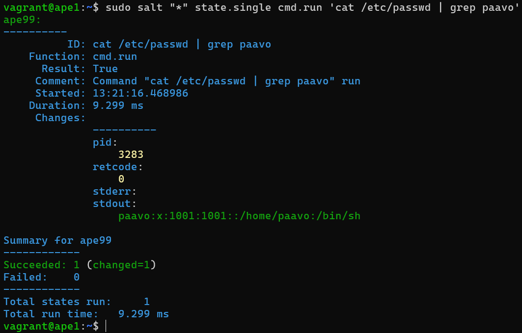 Cmd-tilafunktio ajettuna käyttäjälle