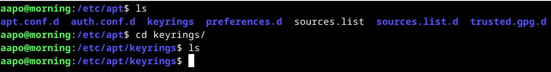 Keyrings-hakemiston tarkastaminen