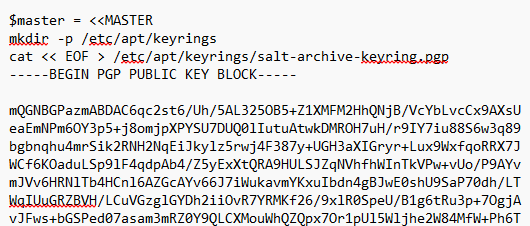 Master-avaimen lisääminen heredoc-skriptillä
