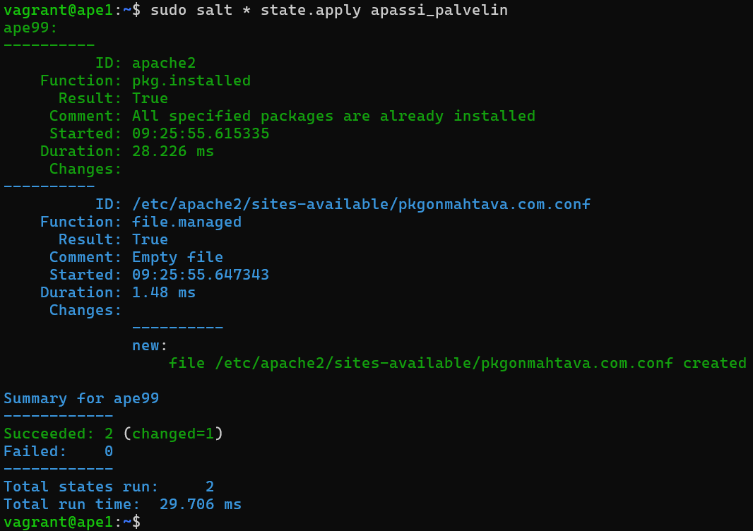 Vastaus moduulin ajamisesta