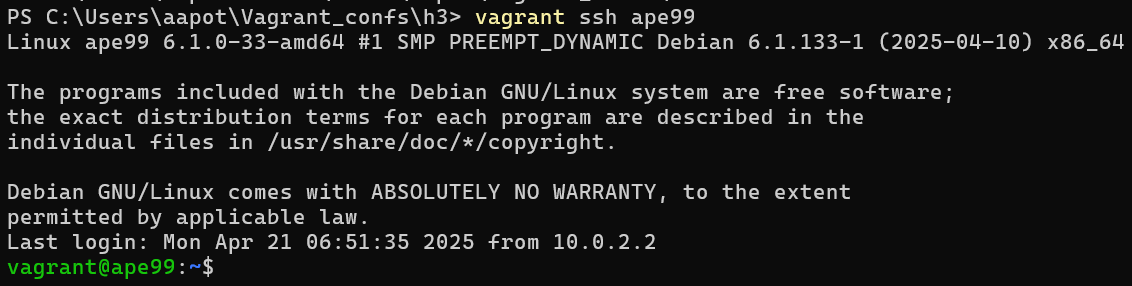 Ssh-yhteys host-koneelta