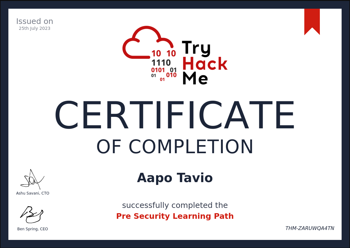 tryhackme certificate