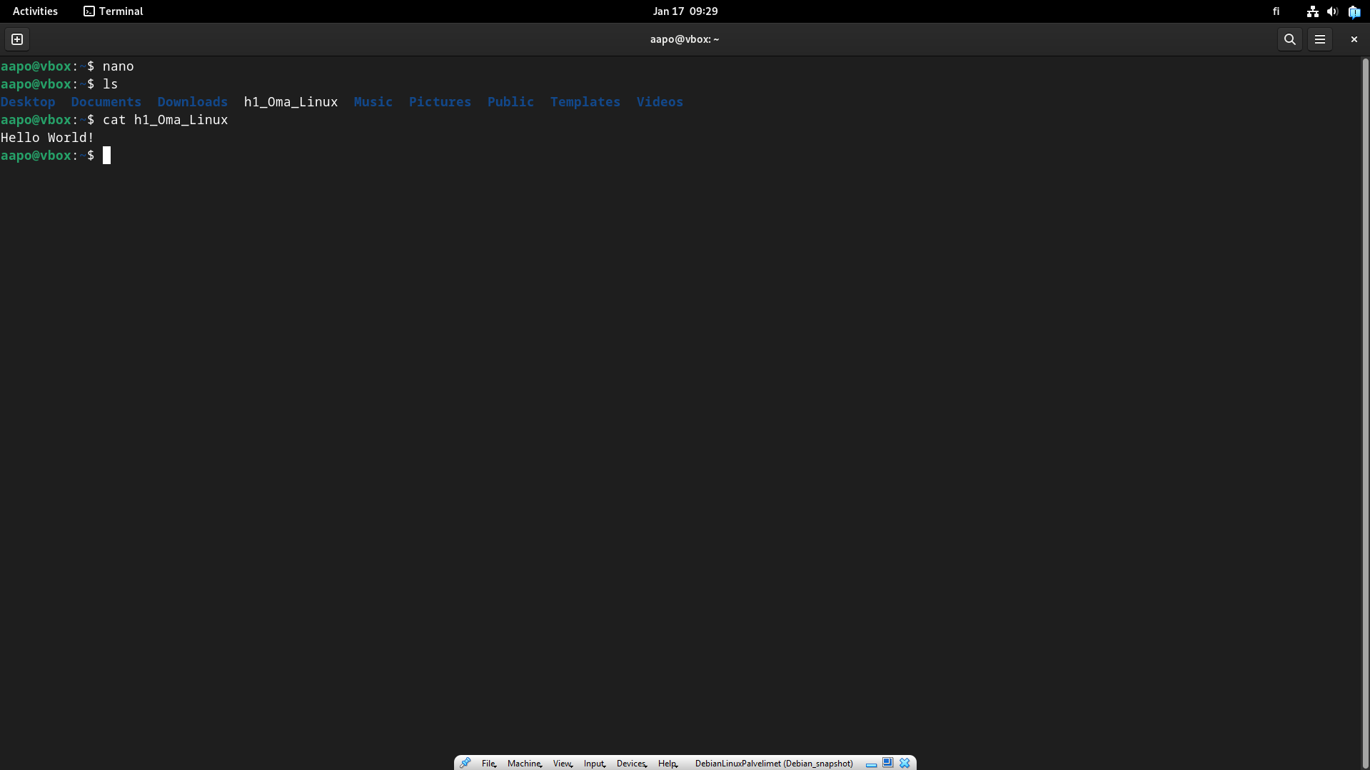 Tekstitiedoston avaaminen terminaalissa cat-komennolla