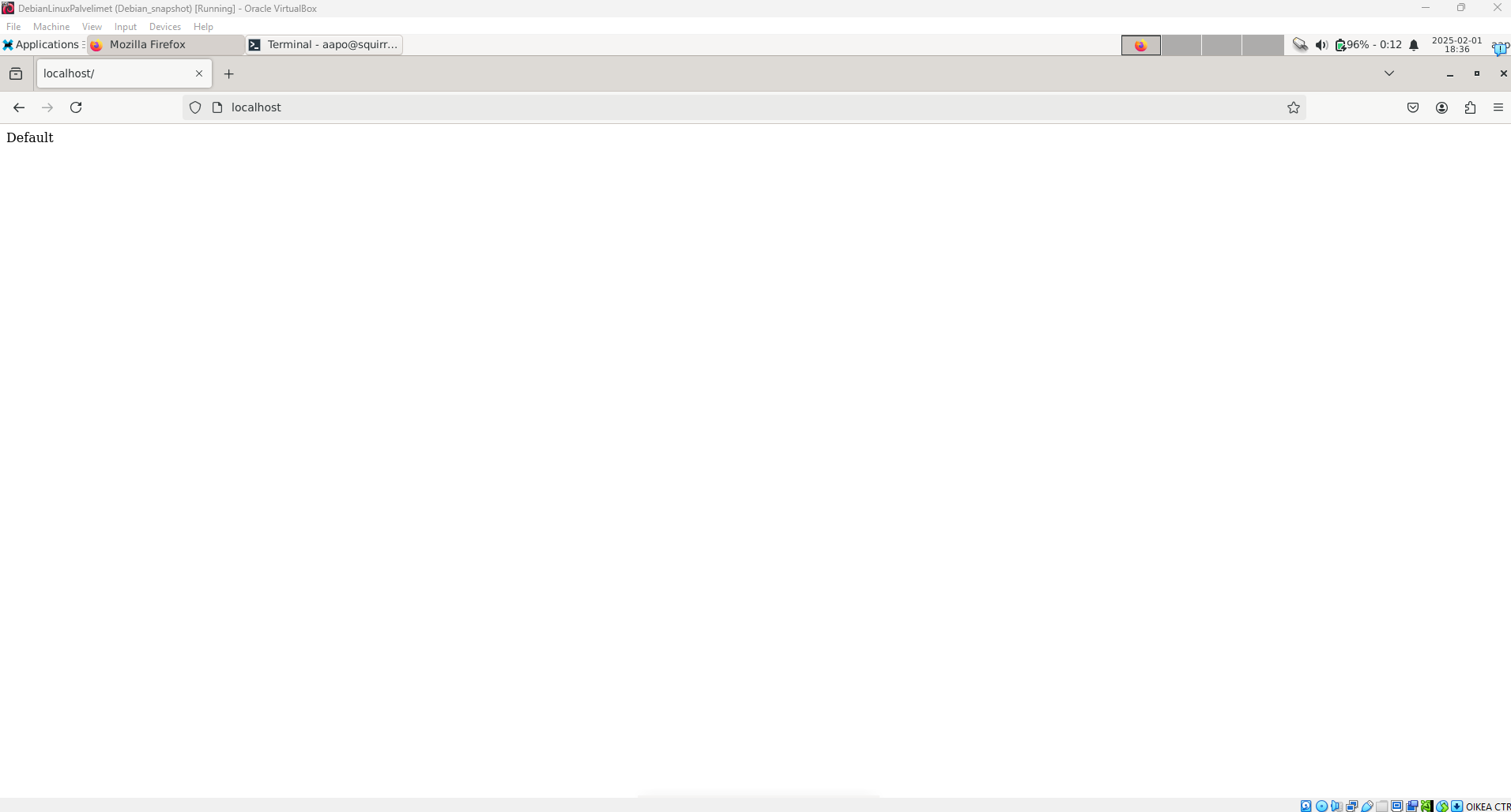 Kuva default localhost sivusta