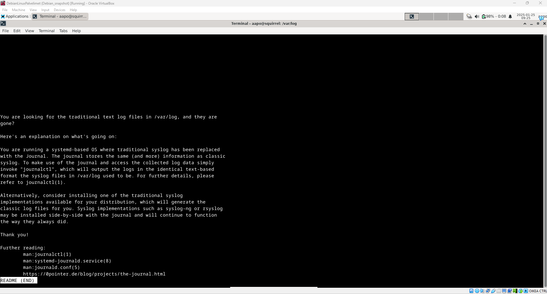 Kuva /var/log/README