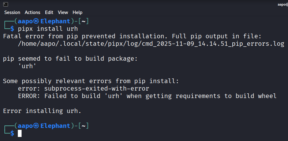 Sama virheilmoitus asennettaessa
